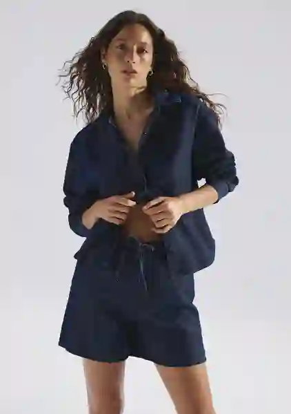 Picture of Carlia Mavi Edition Keten Karışımlı Rinse Gömlek